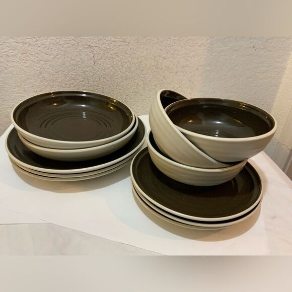 11pc Noritake Colorvara Chocolate Place Serving: Salad, Dinner Plates Bowls - Picture 1 of 16